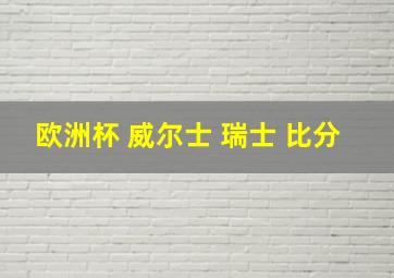 欧洲杯 威尔士 瑞士 比分